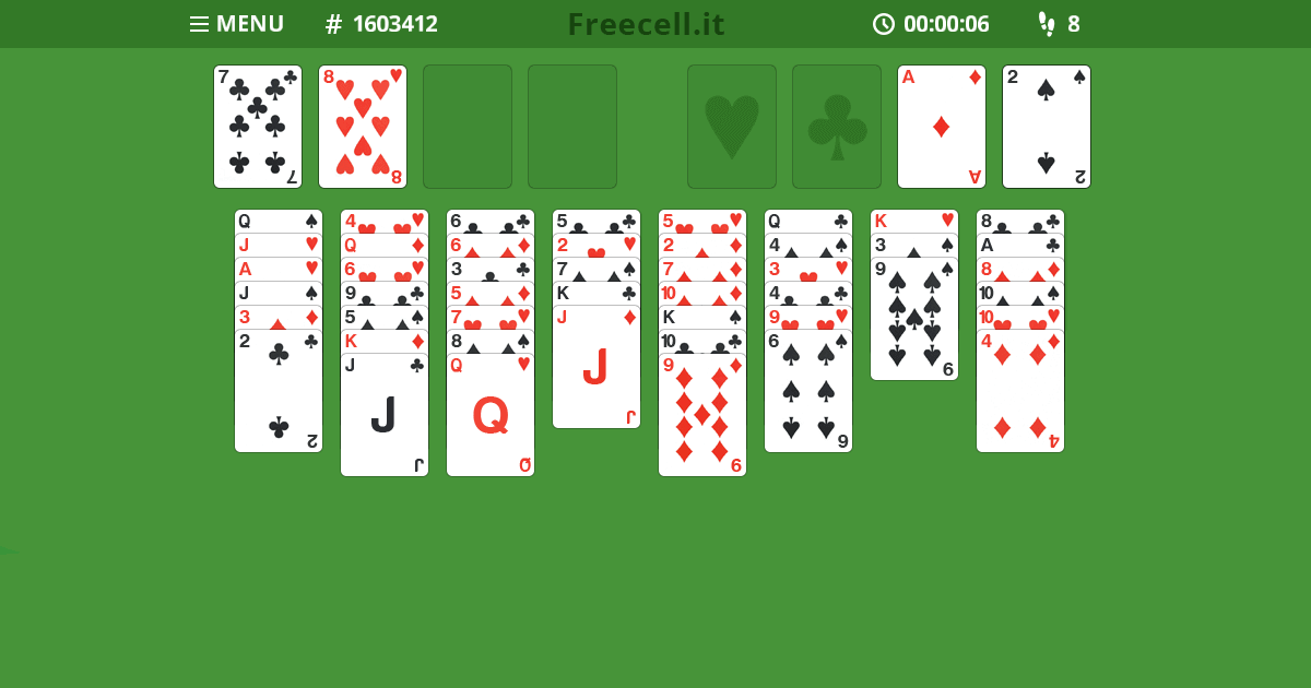 Freecell: gioco di carte gratuito, per giocare online senza registrazione